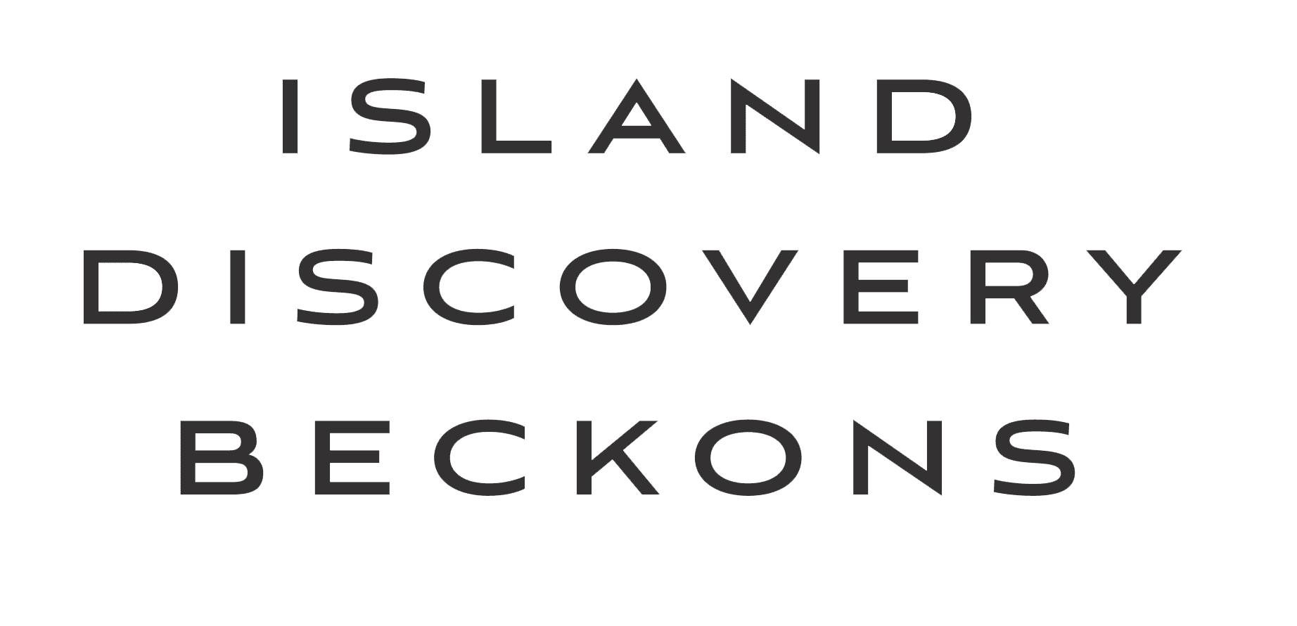 Text graphic that reads "Island Discovery Beckons."